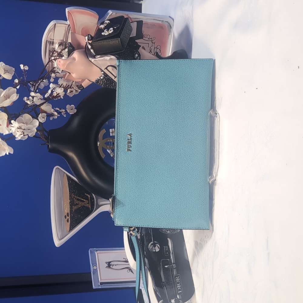 New- Furla Babylon XL Envelope Clutch Bag In Teal